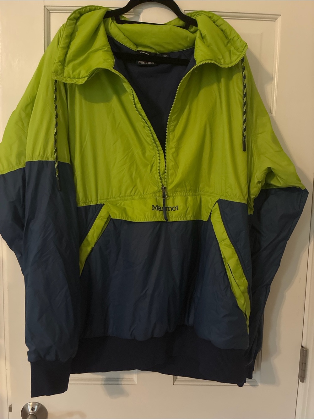 Marmot Lime and Navy Kids Pullover Puffer Windbreaker